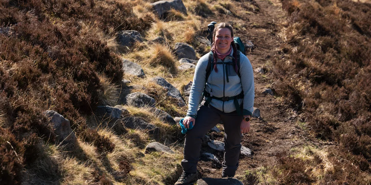 Skye the border collie ready for her final Munro at the start of the Meall Bhuide route