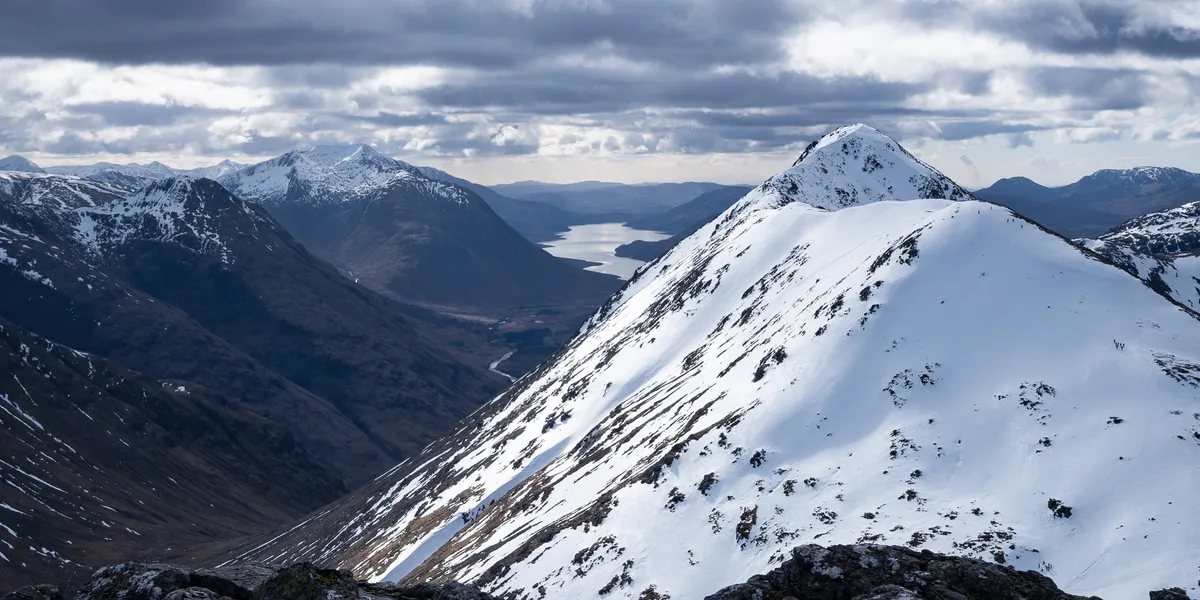 The view from Stob Coire Raineach summit looking across Glencoe