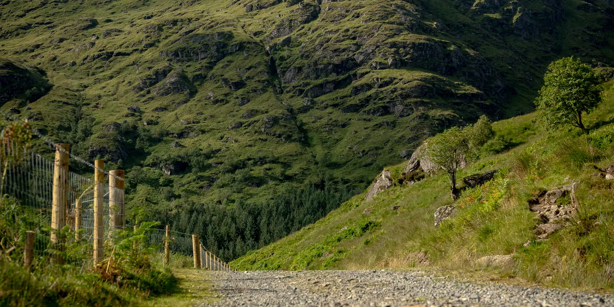 Looking upwards at A' Chrois from the turn-off point on Ben Vane