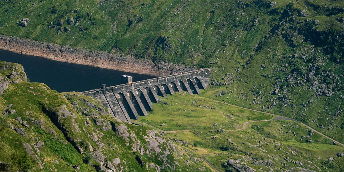 Loch Sloy dam from near the summit of Ben Vane