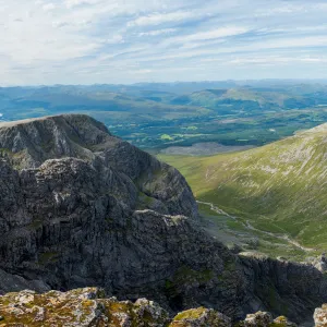 Hiking the Ben Nevis Mountain Track above Glen Nevis, Scotland