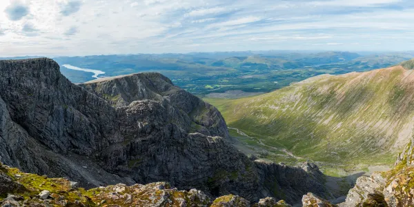 Hiking the Ben Nevis Mountain Track above Glen Nevis, Scotland