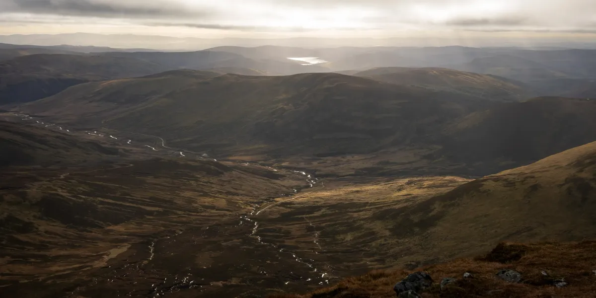 Looking down from the ridge above Glen Clova