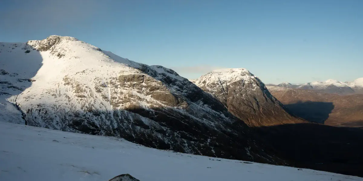 Looking over at Buachaille Etive Mòr in winter light